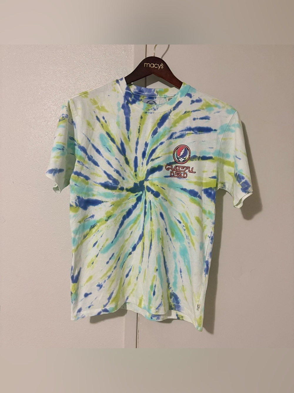 NWT Grateful Dead Levi’s Relaxed XS Tie-Dye Spiral Short Sleeve Tee Blue & Lime